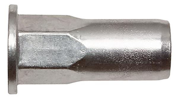 Нерж. сталь Заклепка с внутренней резьбой, цилиндрический бортик, шестигранная ½, закрытая